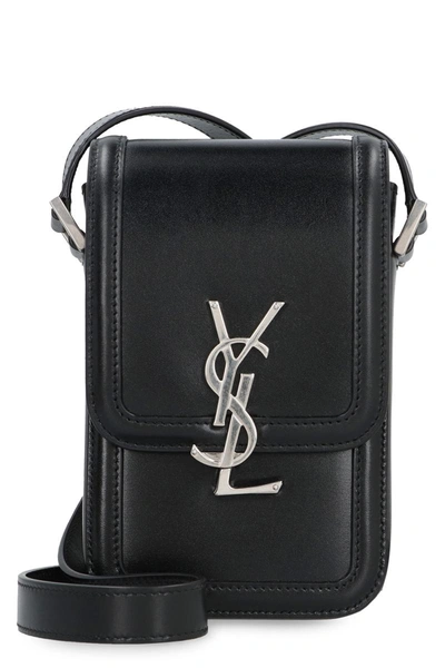 Saint Laurent Men's Solferino Mini Leather Crossbody Bag In Black