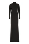 Saint Laurent Cutout Wool Turtleneck Maxi Dress In Black
