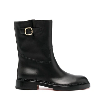 Santoni Zip-up Leather Ankle Boots In Black