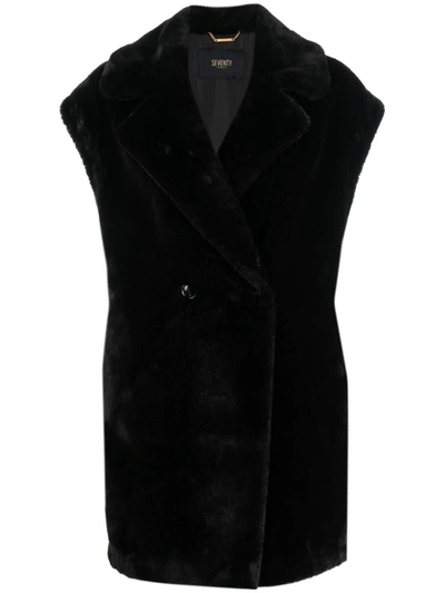 Seventy Fleece-texture Double-breasted Vest In Black