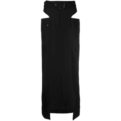 Ssheena Cut-out Belted Maxi Skirt In Black