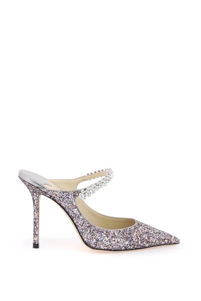 JIMMY CHOO BING 100 GLITTER MULES