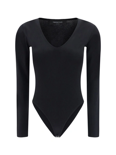Fabiana Filippi Long-sleeve Bodysuit In Black