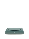 Jil Sander Small Cannolo Leather Shoulder Bag In Seaweed
