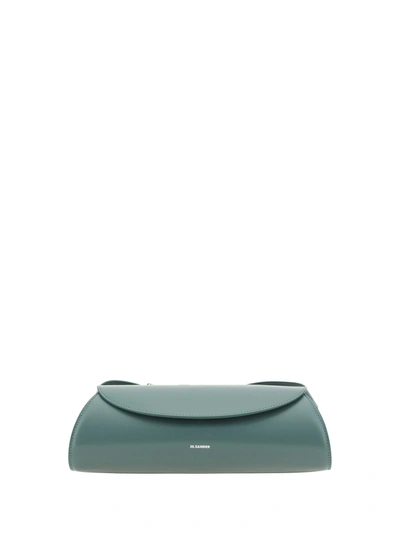 Jil Sander Small Cannolo Leather Shoulder Bag In Green