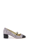 Jimmy Choo Glitter Mary Jane Pumps With Metallic Accents