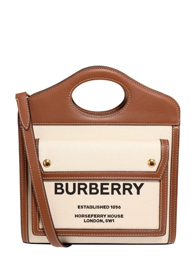 Burberry Canvas And Leather Handbag In Brown