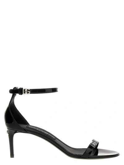 Dolce & Gabbana Patent Leather Sandals In Negro
