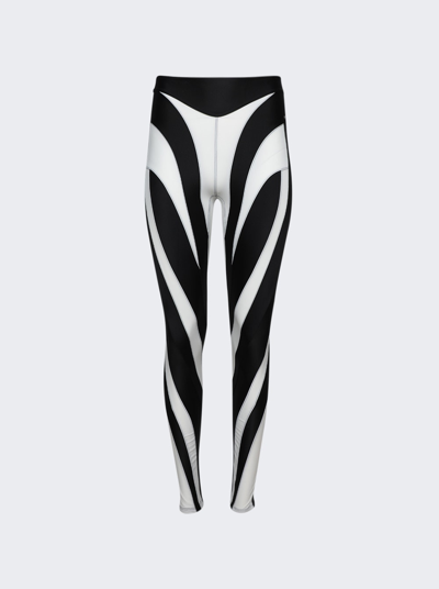Mugler Spiral Panelled Leggings In Black & White