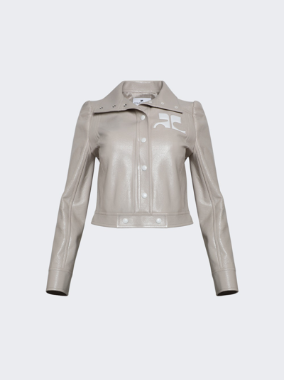 Courrèges Reedition Vinyl Jacket In Mastic Grey