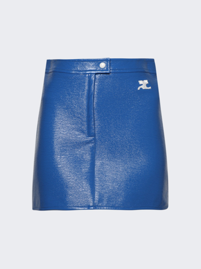 Courrèges Reedition Vinyl Mini Skirt In Blue