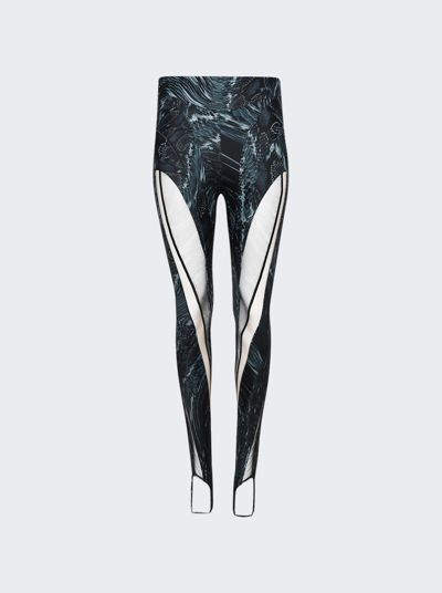 Mugler Printed Panelled Stretch-jersey Leggings In Warped Snake Black And Nude