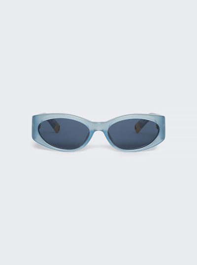 Linda Farrow Ovalo Sunglasses In Blue