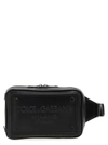 DOLCE & GABBANA LOGO FANNY PACK CROSSBODY BAGS BLACK