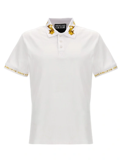 Versace Jeans Couture Logo Print Polo Shirt In White
