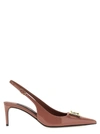Dolce & Gabbana Pink Slingback With Metallic Logo In Patent Leather Woman