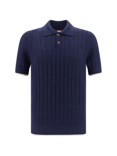 Brunello Cucinelli Maglia Polo In Blue