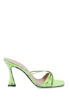 D’accori Lust Square-toe Metallic-leather Mules In Green