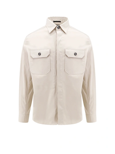 Zegna Two-pocket Cotton Shirt In Neutrals