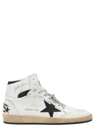 Golden Goose White & Brown Sky-star Sneakers In 11362 White/beige/ch