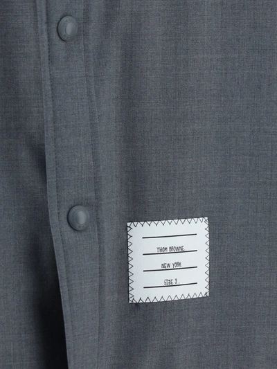 Thom Browne Snap Front Shirt Jacket In Engineered 4 In Gray