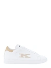 KITON LEATHER SNEAKERS WITH LOGO EMBROIDERY AND ICONIC STITCHING