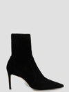 Stuart Weitzman Black Ankle Boots With Stiletto Heel And Zip Closure On The Side In Suede Woman In Black