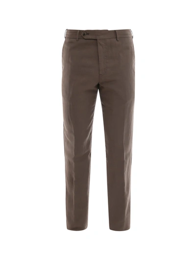 Pt Torino Cotton And Linen Trouser - Atterley In Brown