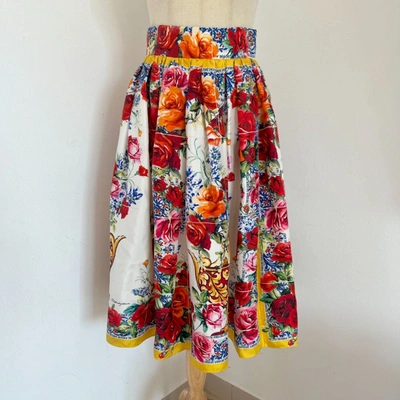Pre-owned Dolce & Gabbana Silk Floral Print Skirt