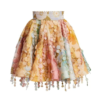 Pre-owned Zimmermann Floral Print Silk Blend Mini Skirt