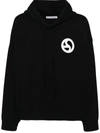 Acne Studios Logo Printed Drawstring Hoodie In Black