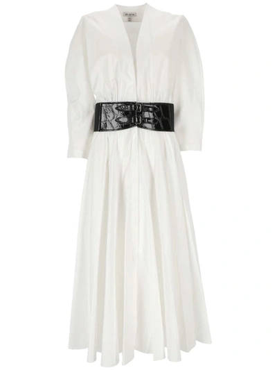 Alaïa Cotton Midi Dress In White