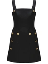 Alexander Mcqueen Military Button-embossed Minidress In Black