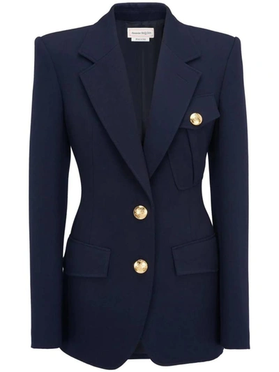 Alexander Mcqueen Blazer In Blue