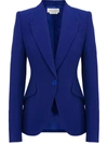 Alexander Mcqueen Peak Shoulder Leaf Crepe Jacket In Electric Navy