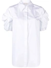 Alexander Mcqueen Knot Sleeves Cotton Shirt In Optical White