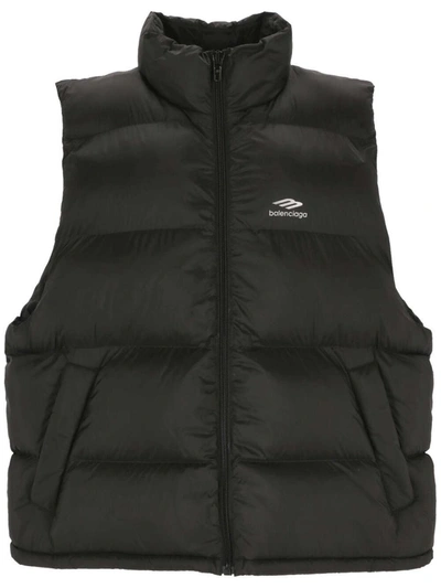 Balenciaga 3b 3b Sports Icon Puffer Vest In Black