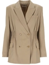 Chloé Double-breasted Jacket In Soft Wool In Pearl Beige