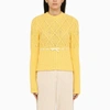 Cormio Crew-neck Wool Blend Sweater With Floral Embroideries In Yellow