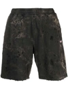 Diesel Distressed Acid-wash Cotton Shorts In Black