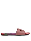 Dolce & Gabbana Dg Lizard-effect Leather Slides In Multicolour
