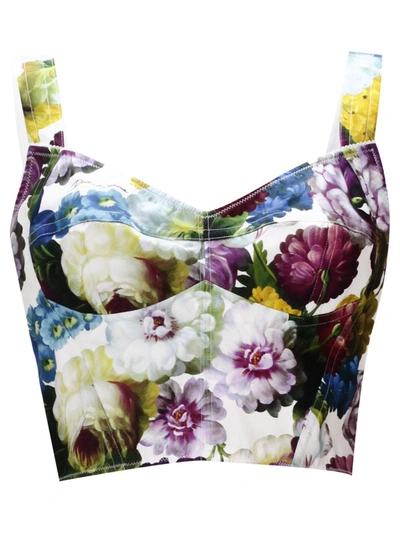 Dolce & Gabbana Floral Printed Corset Top In Red