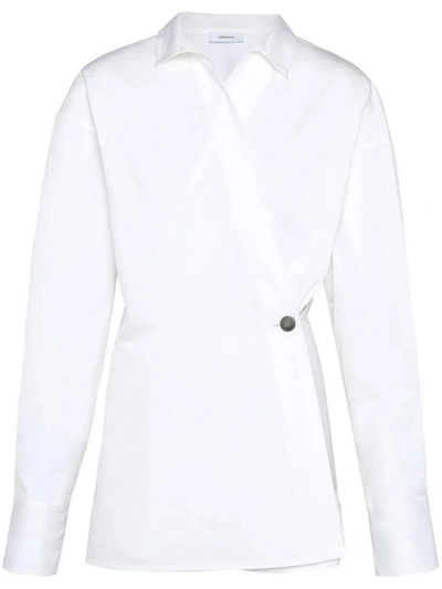 Ferragamo Woman Asymmetric Cotton Shirt In White