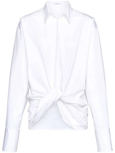 Ferragamo Women's Twisted Cotton Poplin Shirt In White