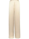 Ferragamo Woman Satin Pajama Trouser In Beige