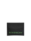 Givenchy G-essentials Branded Leather Card Holder In Black/green