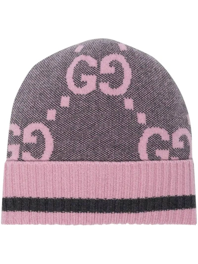 Gucci Hats In Graphite/pink