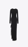 Saint Laurent Side-slit Wool Maxi Dress In Black