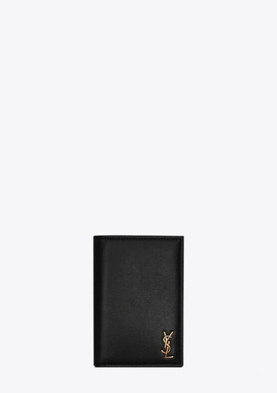 Saint Laurent Logo Plaque Bifold Wallet In Black