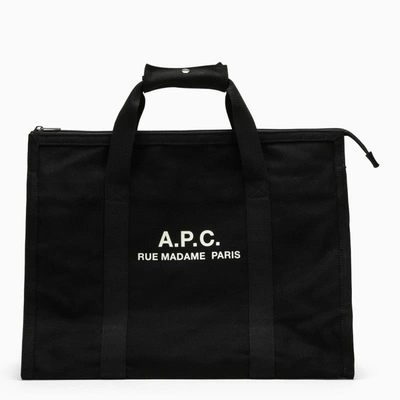 Apc A.p.c. Black Cotton Shopping Bag With Logo Men